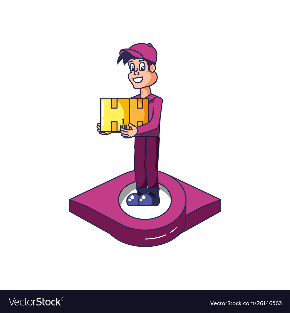 Worker delivery service with box and pin location