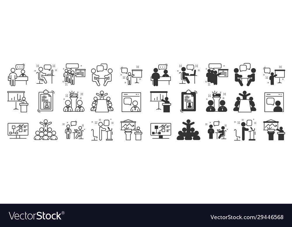 Business presentation line icons