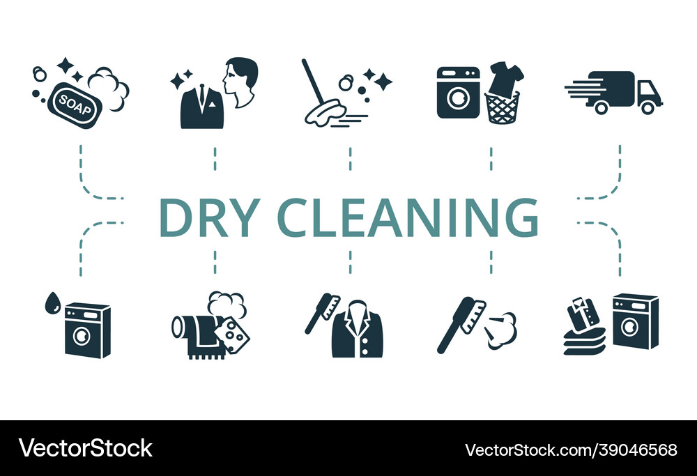 Dry cleaning icon set contains editable icons Vector Image