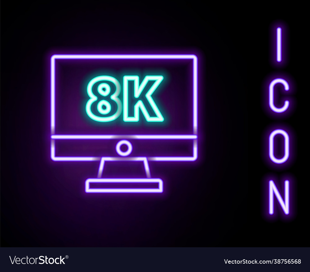 Glowing neon line computer pc monitor display vector image Glowing neon line computer pc monitor display