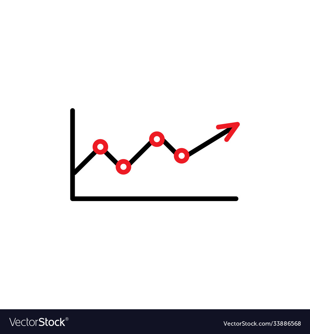 Growing graph with red points infographic