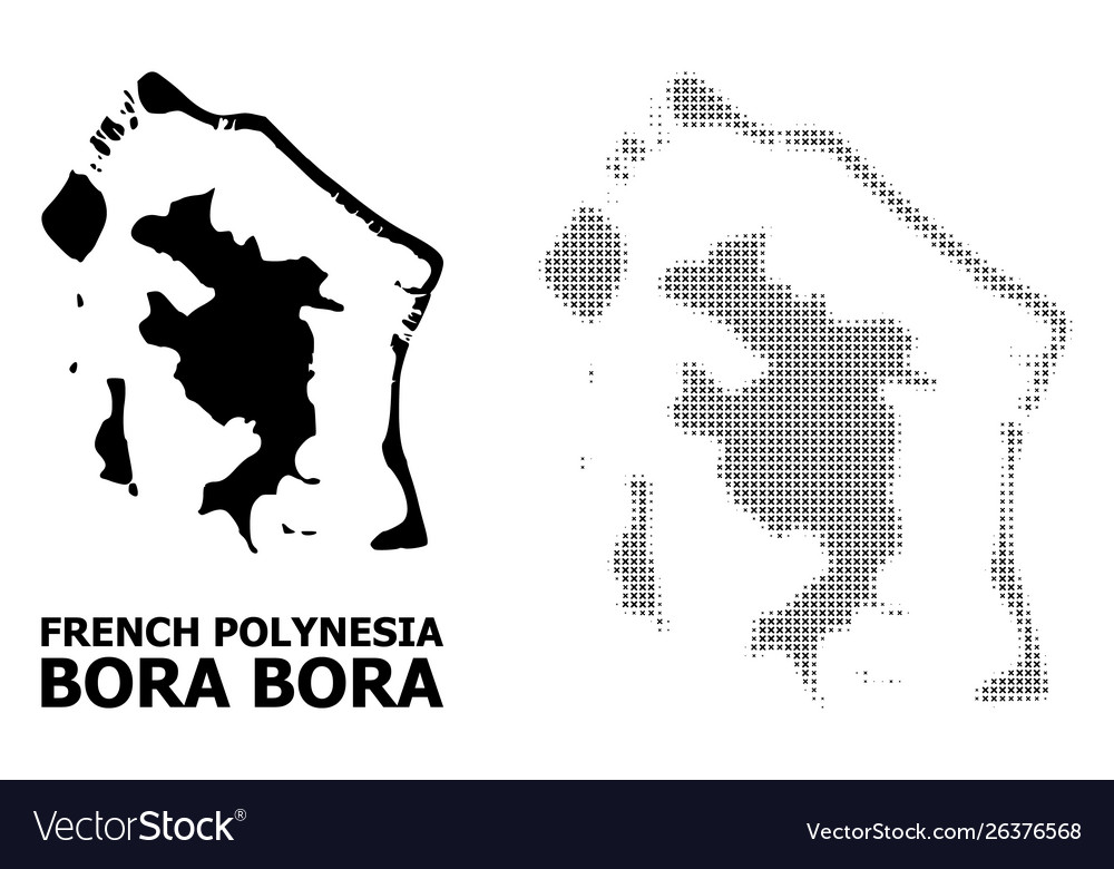 Halftone pattern and solid map bora-bora