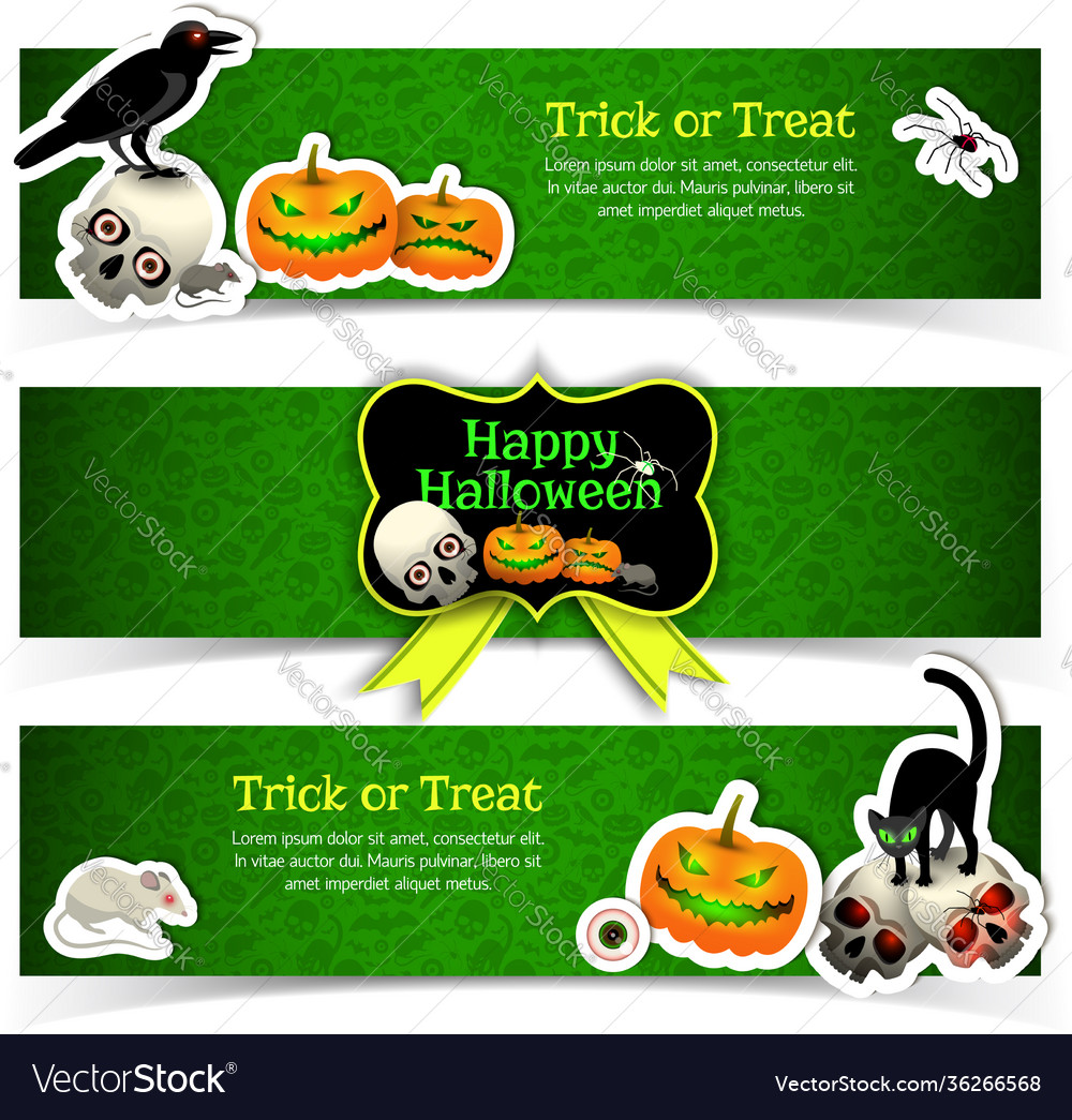 Halloween banners set vector image Halloween banners set