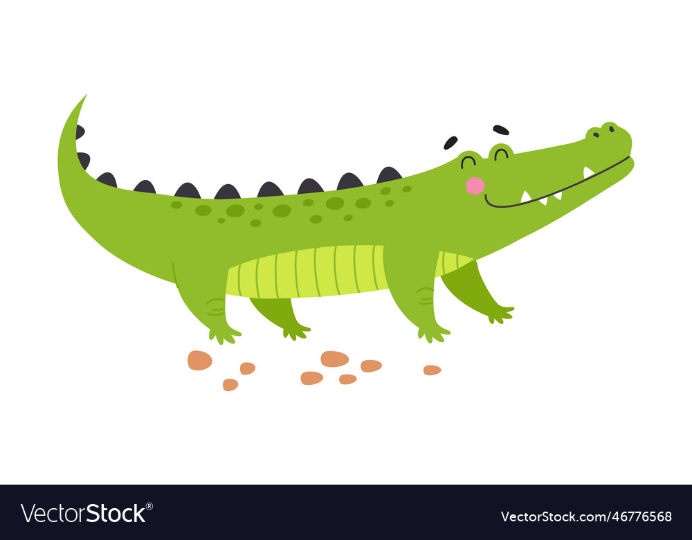 Happy green crocodile or gator animal with sharp Vector Image