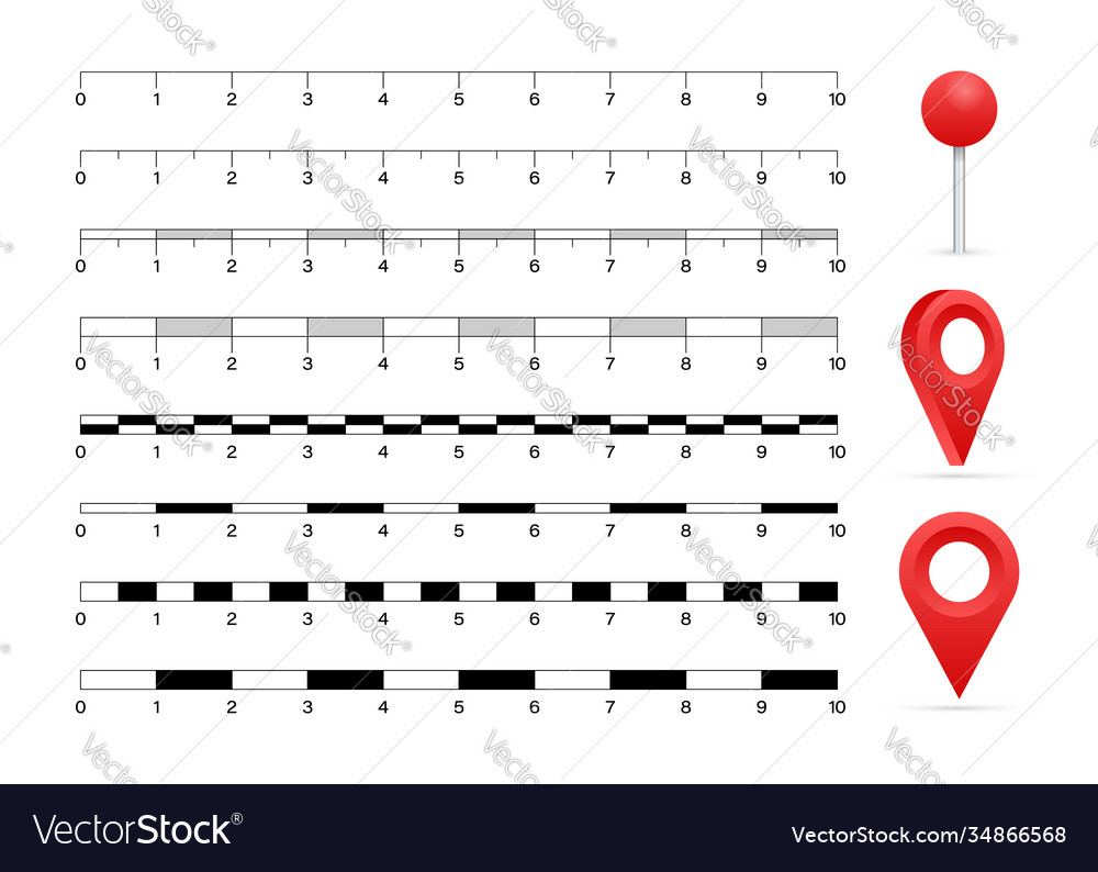 Map scales graphics for measuring distances