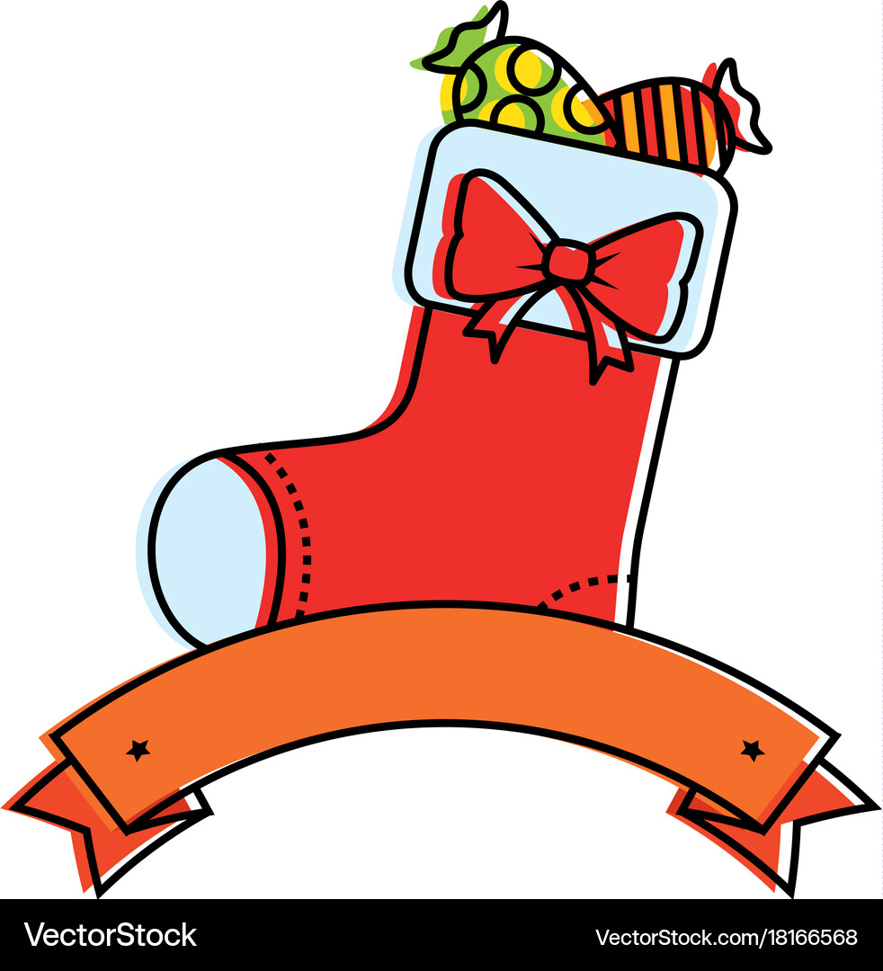 Merry christmas socks decorative with candies Vector Image