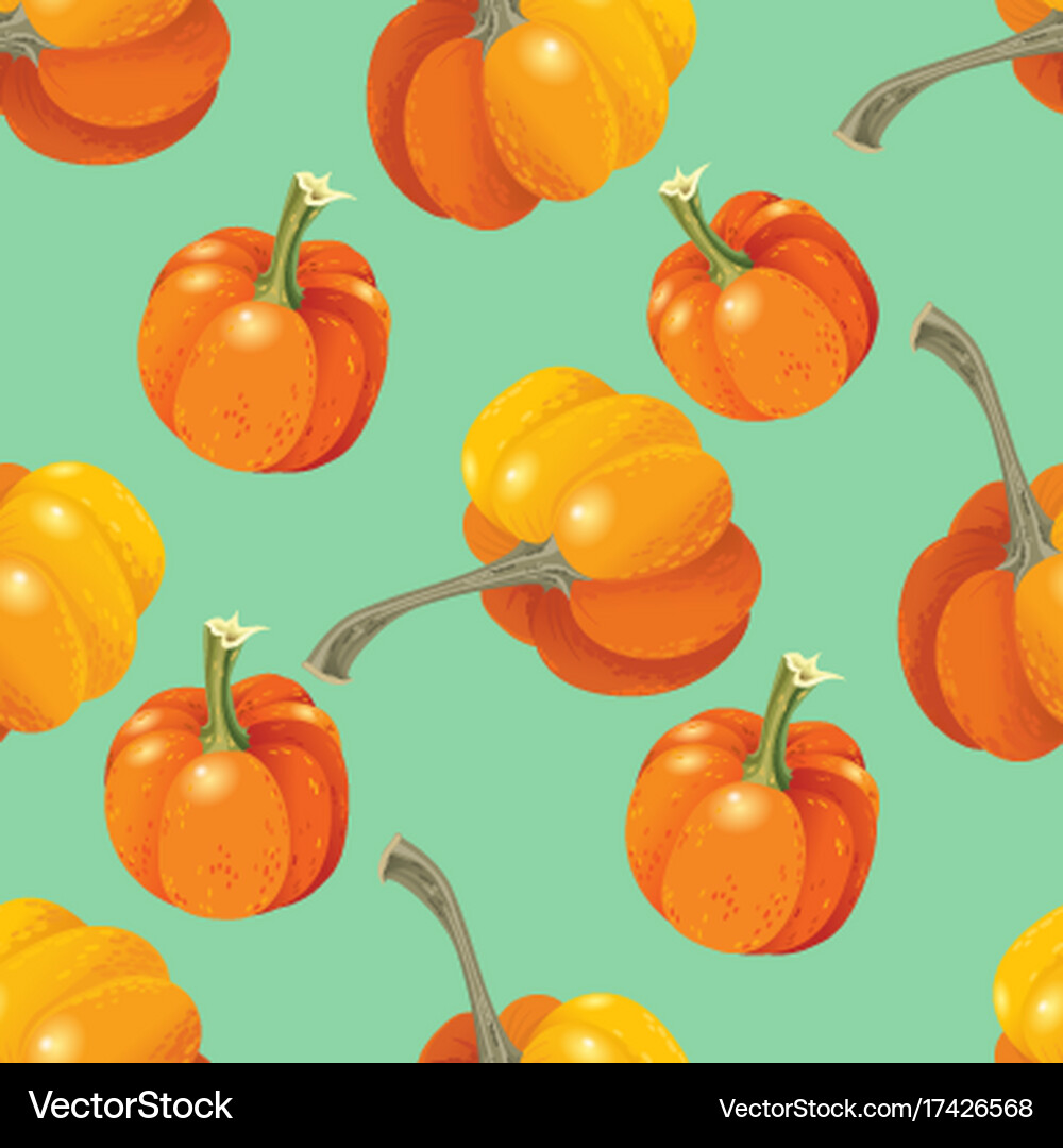 Orange pumpkins seamless pattern Royalty Free Vector Image