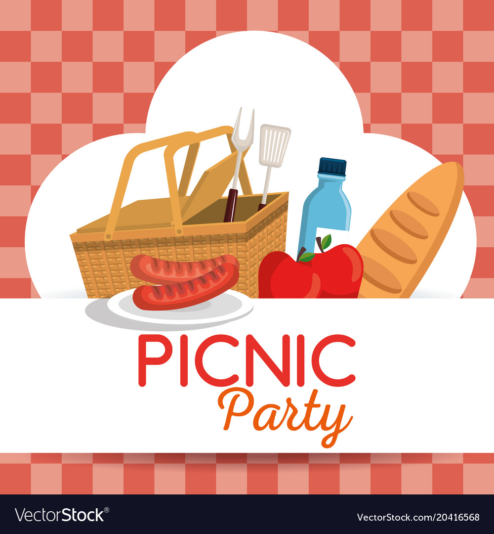 Picnic party invitation set icons Royalty Free Vector Image