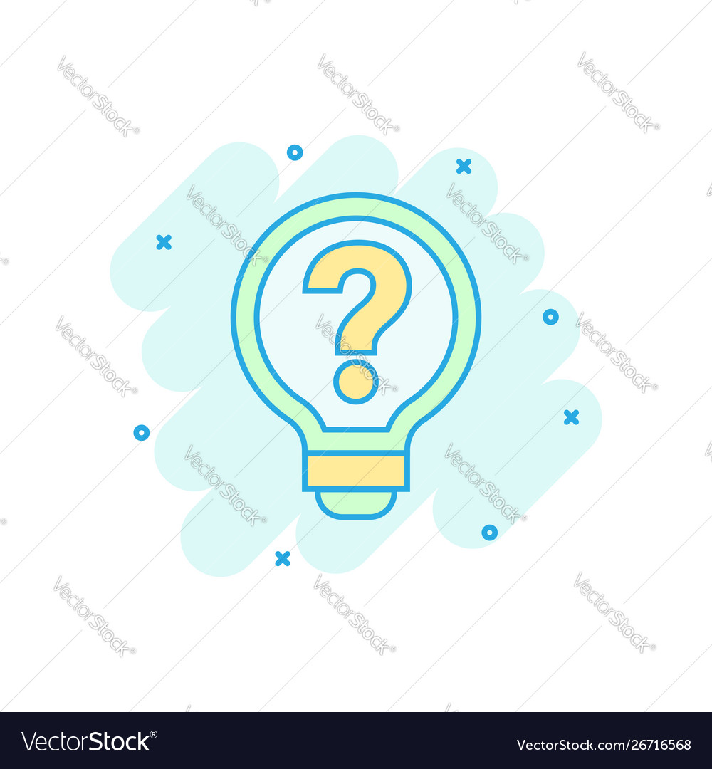 Problem solution icon in comic style light bulb vector image Problem solution icon in comic style light bulb