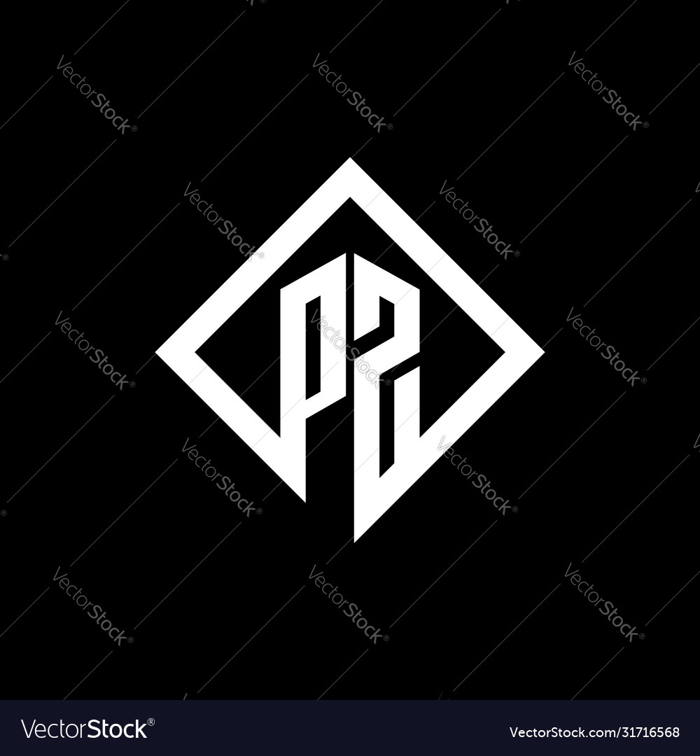 Pz logo monogram with square rotate style design