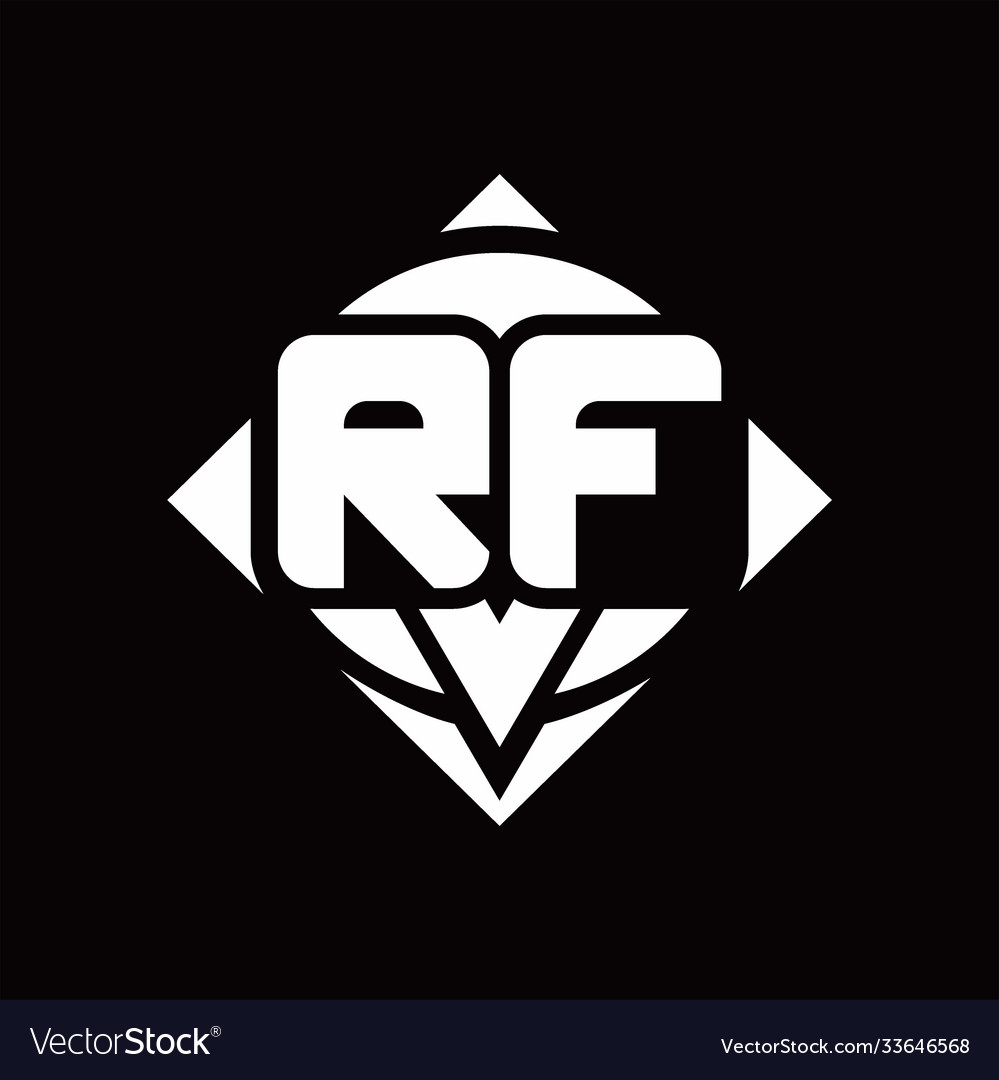Rf logo monogram with circle shape and square