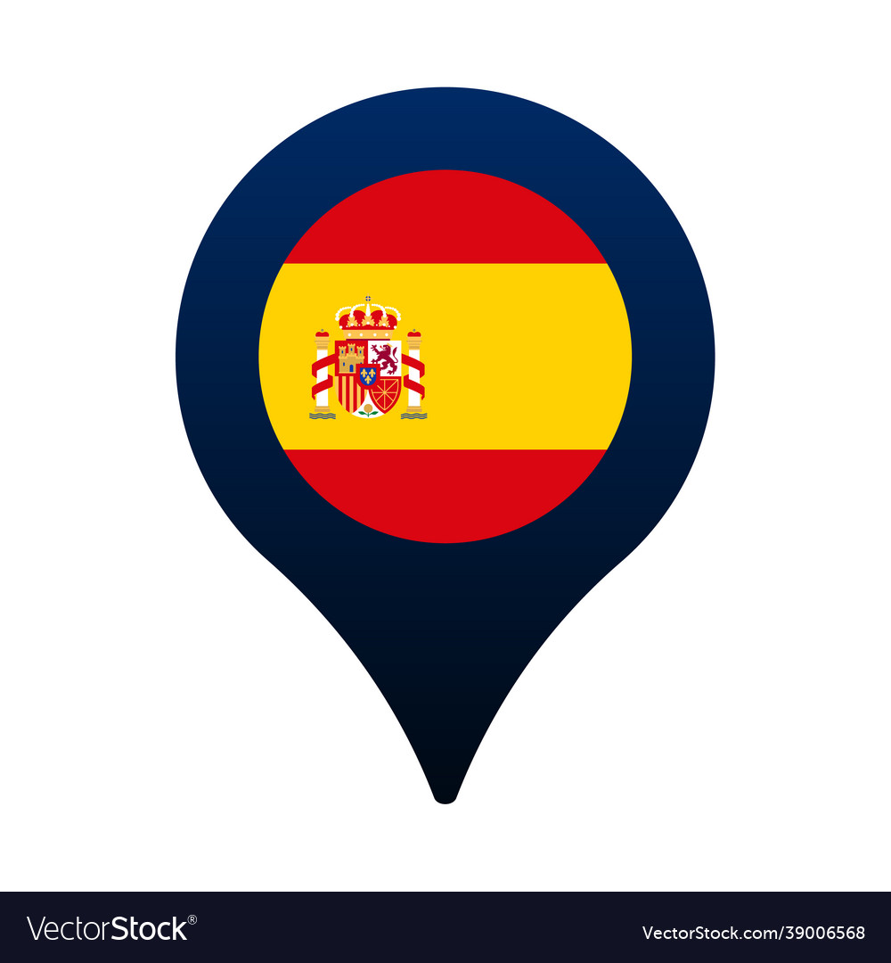 Spain flag and map pointer icon national