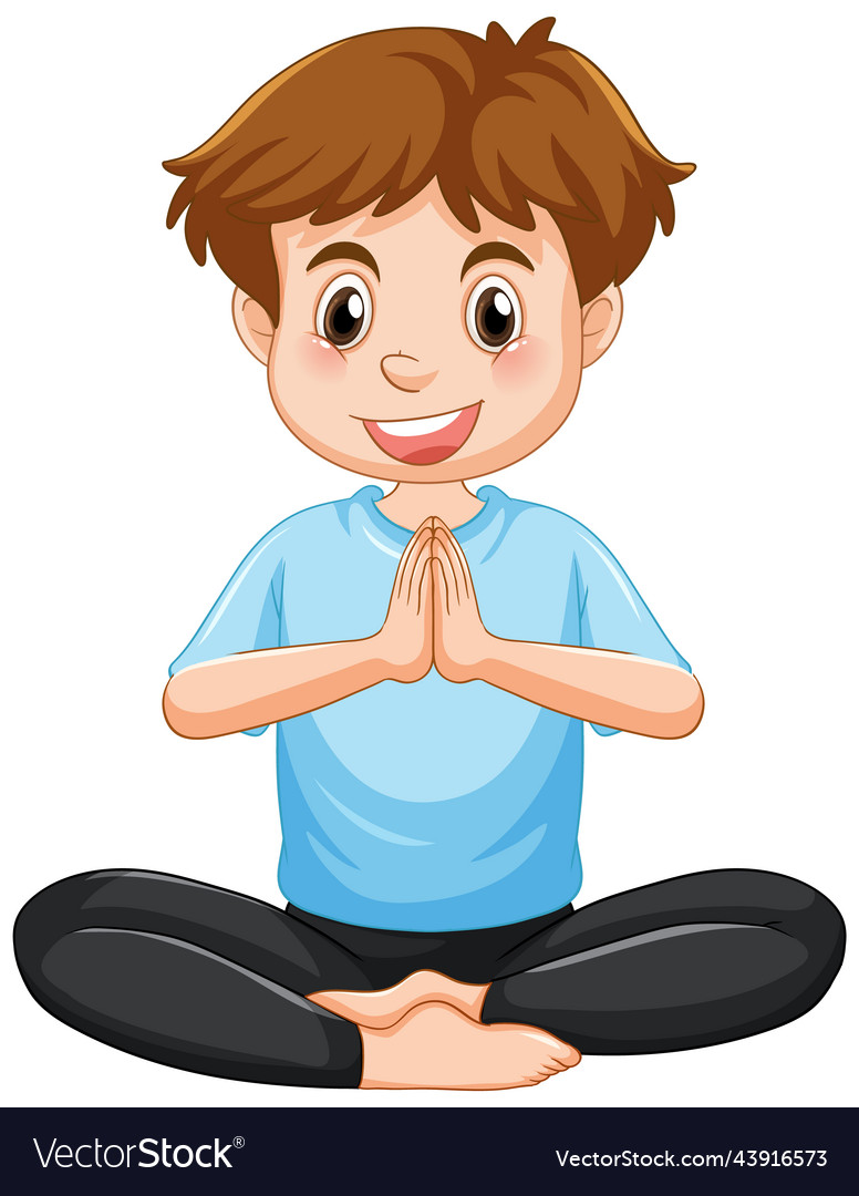 A man doing yoga cartoon character Royalty Free Vector Image