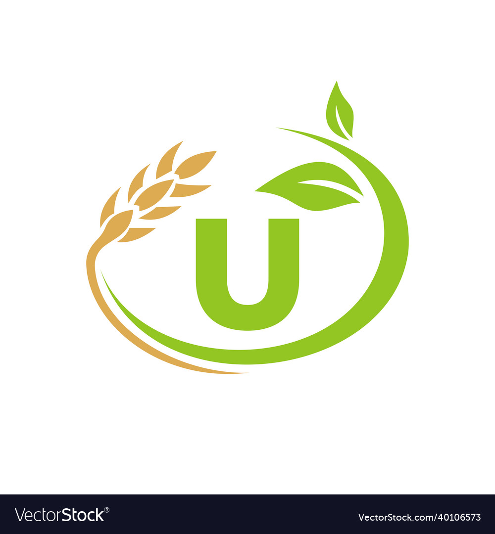 Agriculture logo on u letter concept