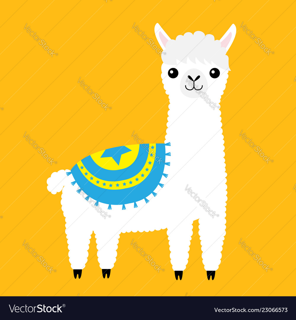 Alpaca llama animal cute cartoon funny kawaii Vector Image