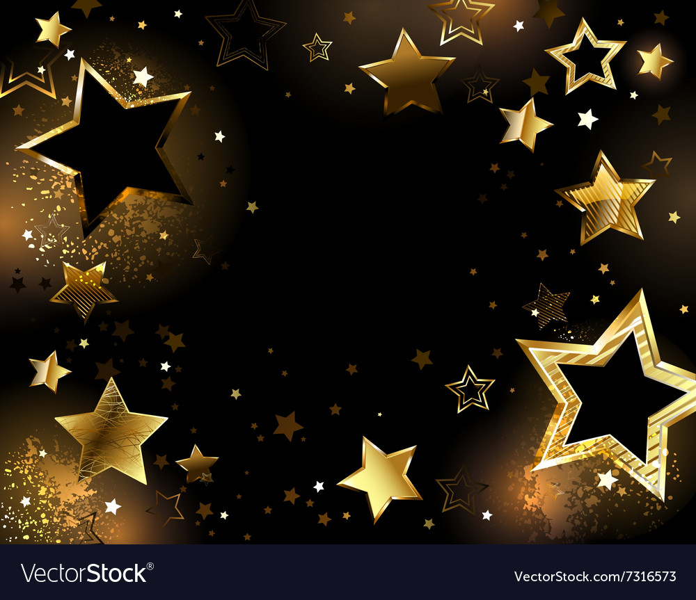 Black Background With Gold Stars Royalty Free Vector Image