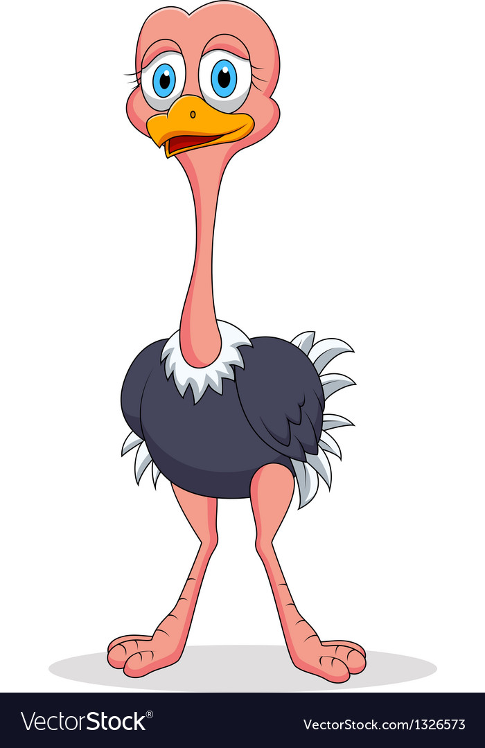 Cute ostrich cartoon Royalty Free Vector Image