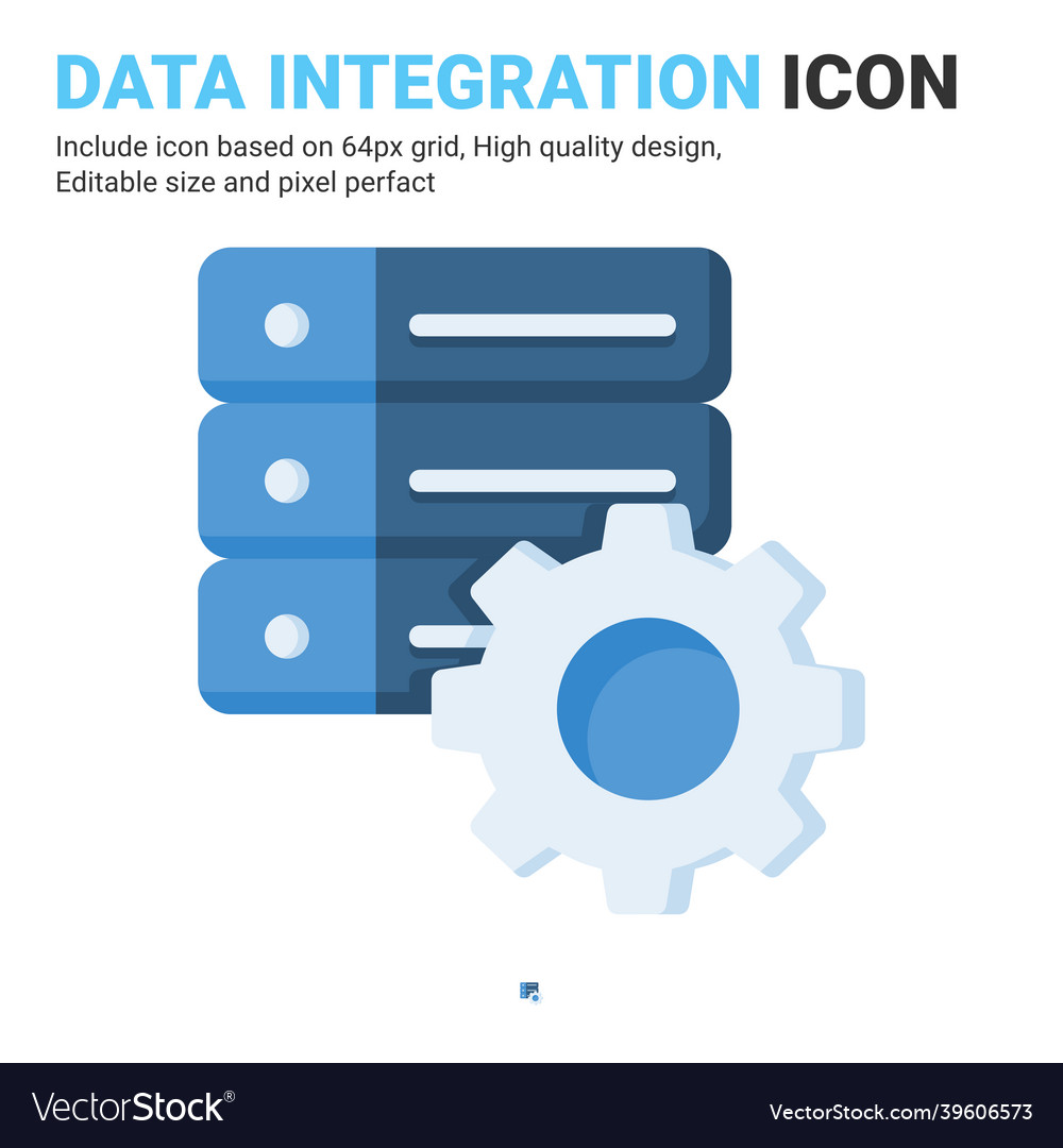 Data integration icon with flat color style