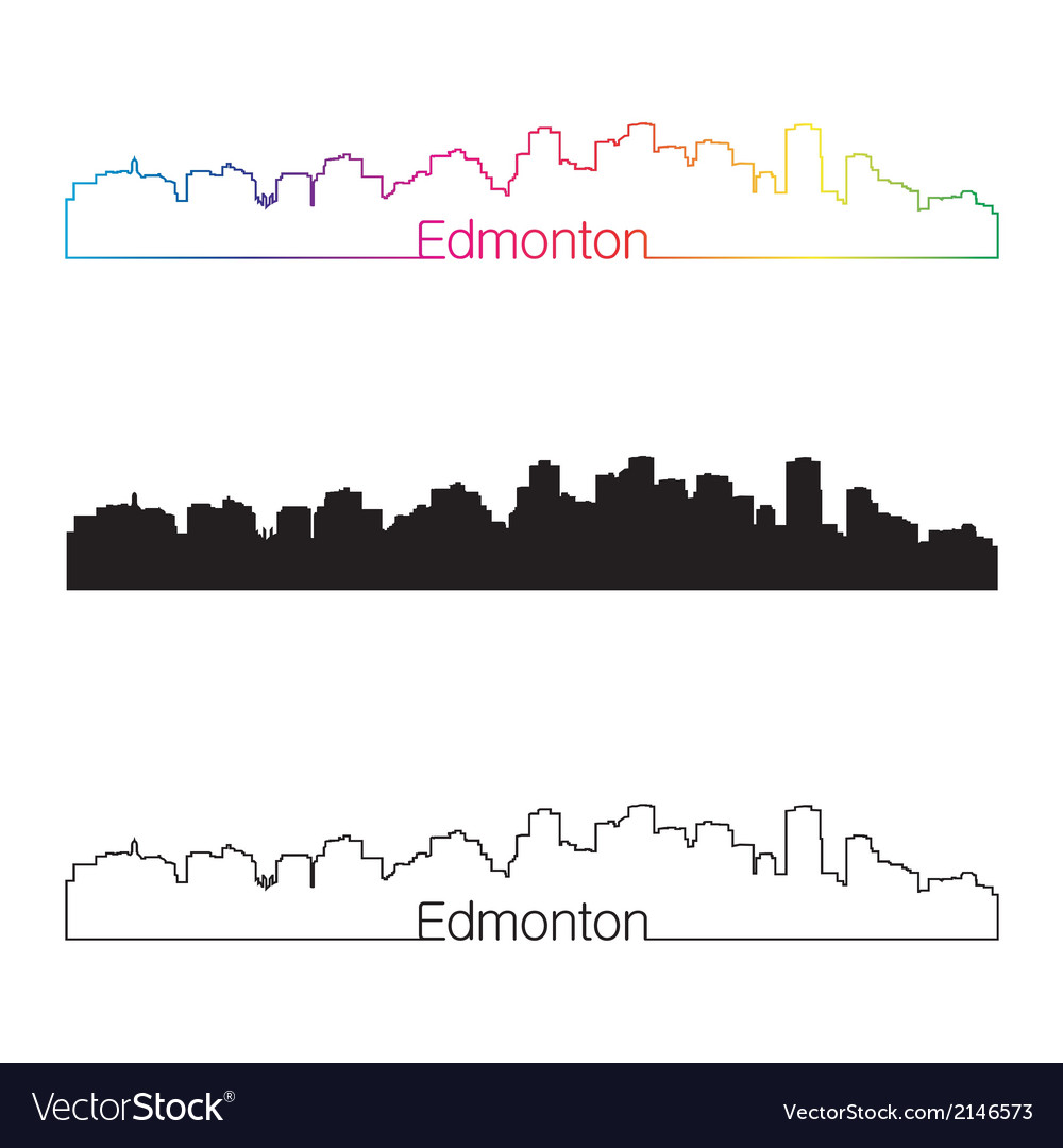 Edmonton skyline linear style with rainbow Vector Image