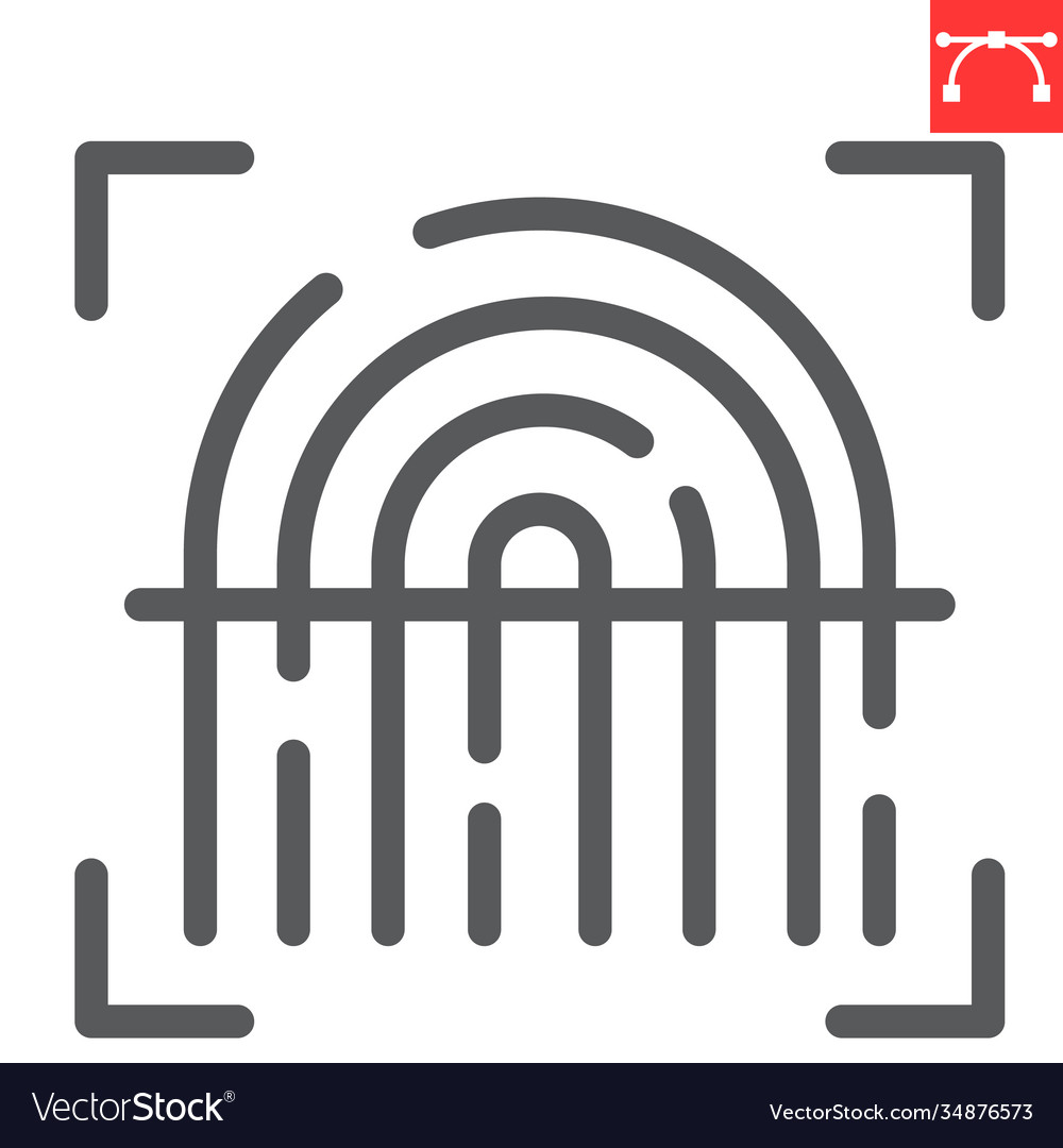 Fingerprint scan line icon security and biometric