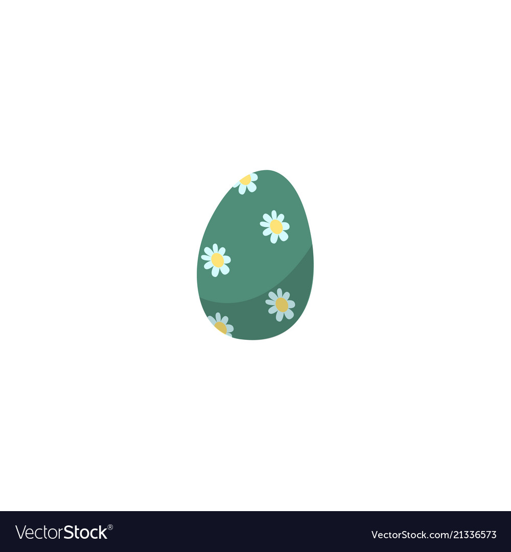 Flat decorated easter egg icon isolated