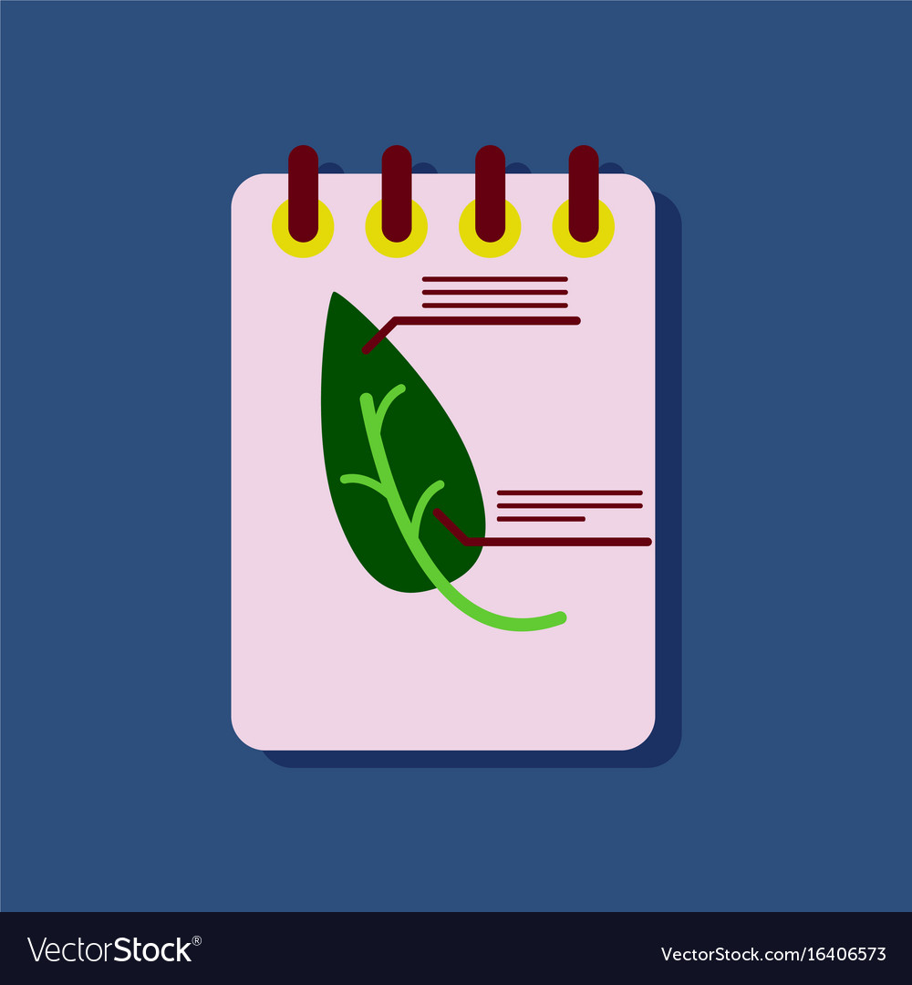 Flat icon design collection notebook and leaf