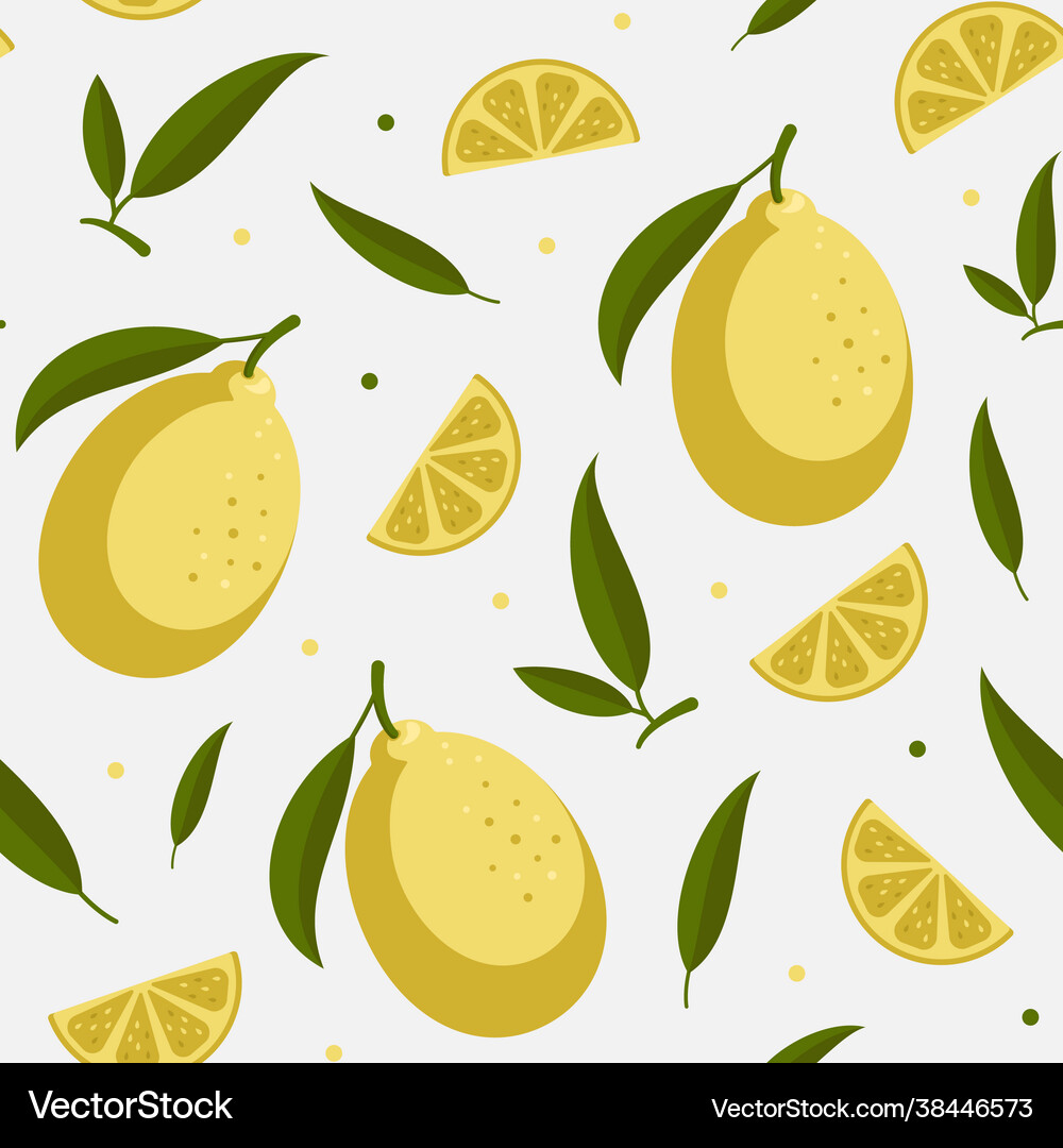 Lemon seamless pattern fruit background Royalty Free Vector