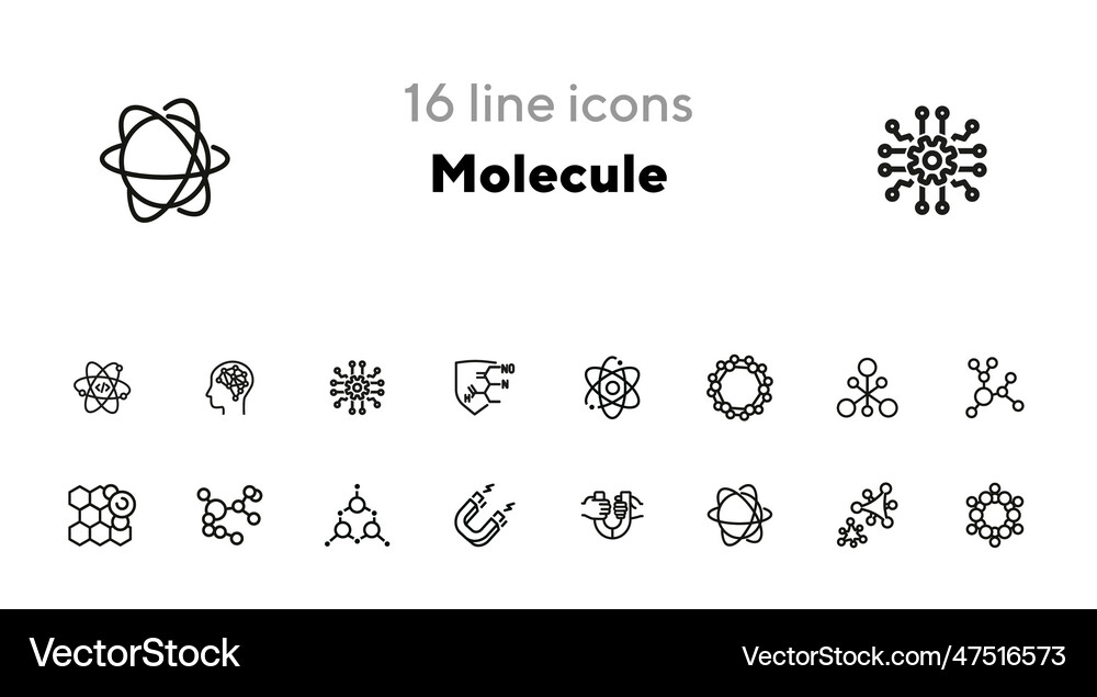 Molecule line icon set Royalty Free Vector Image