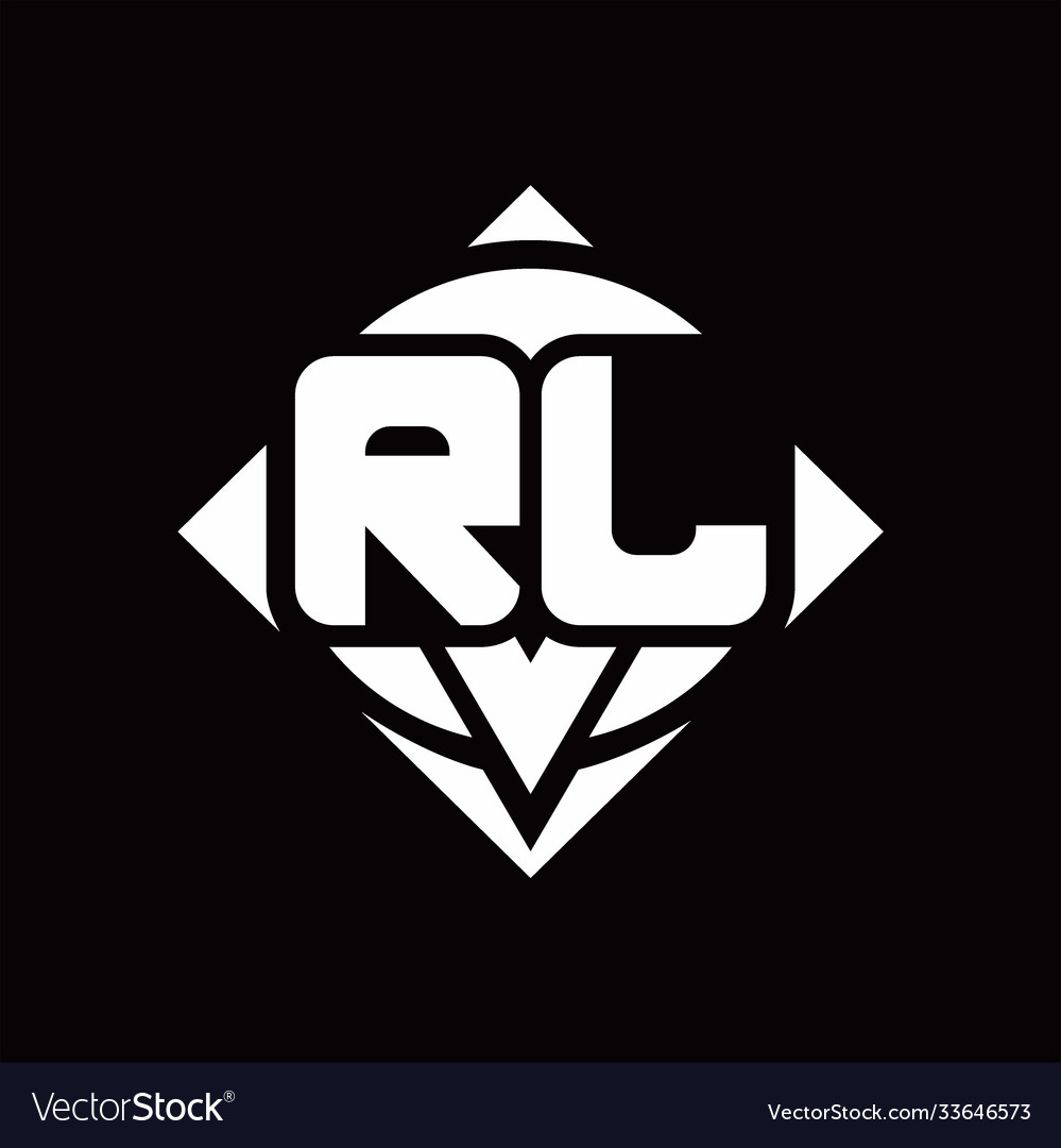 Rl logo monogram with circle shape and square