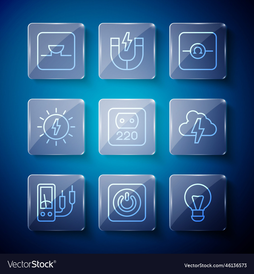 Set line ampere meter multimeter power button Vector Image