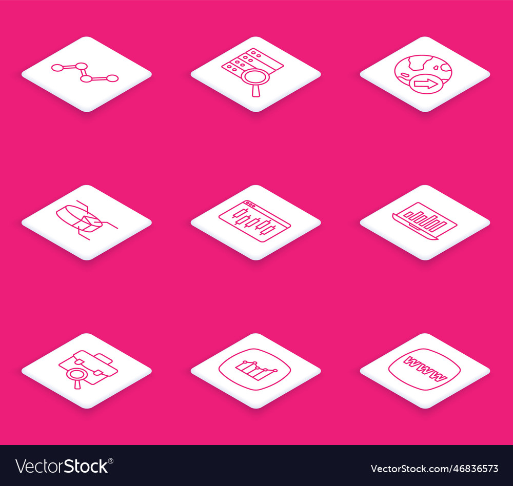 Set line graph chart infographic server vector image Set line graph chart infographic server