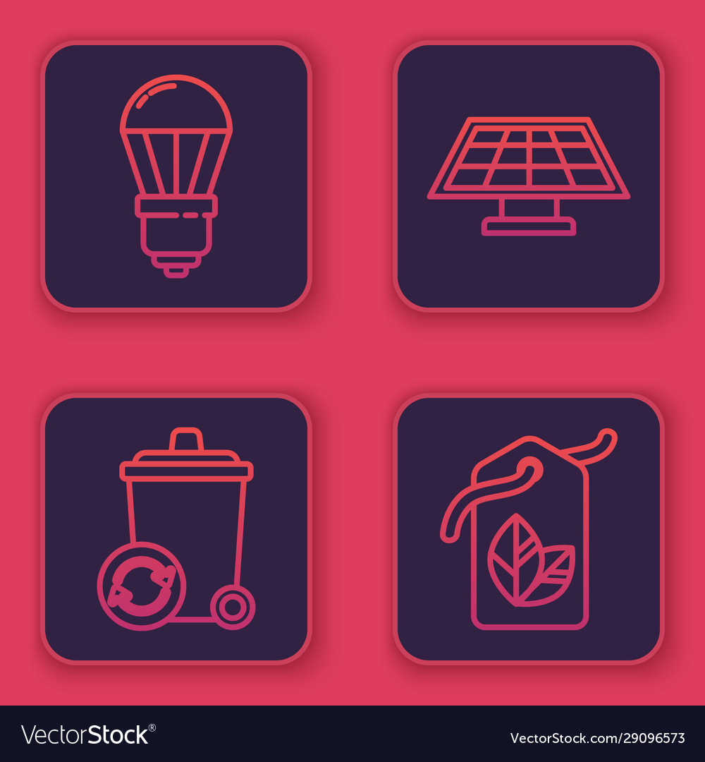 Set line led light bulb recycle bin with recycle Vector Image