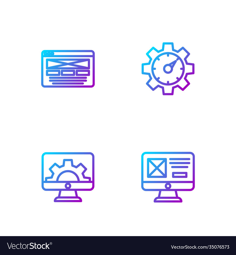 Set line ui or ux design web development vector image Set line ui or ux design web development
