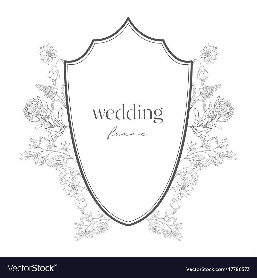 Wedding crest with flowers on the white background