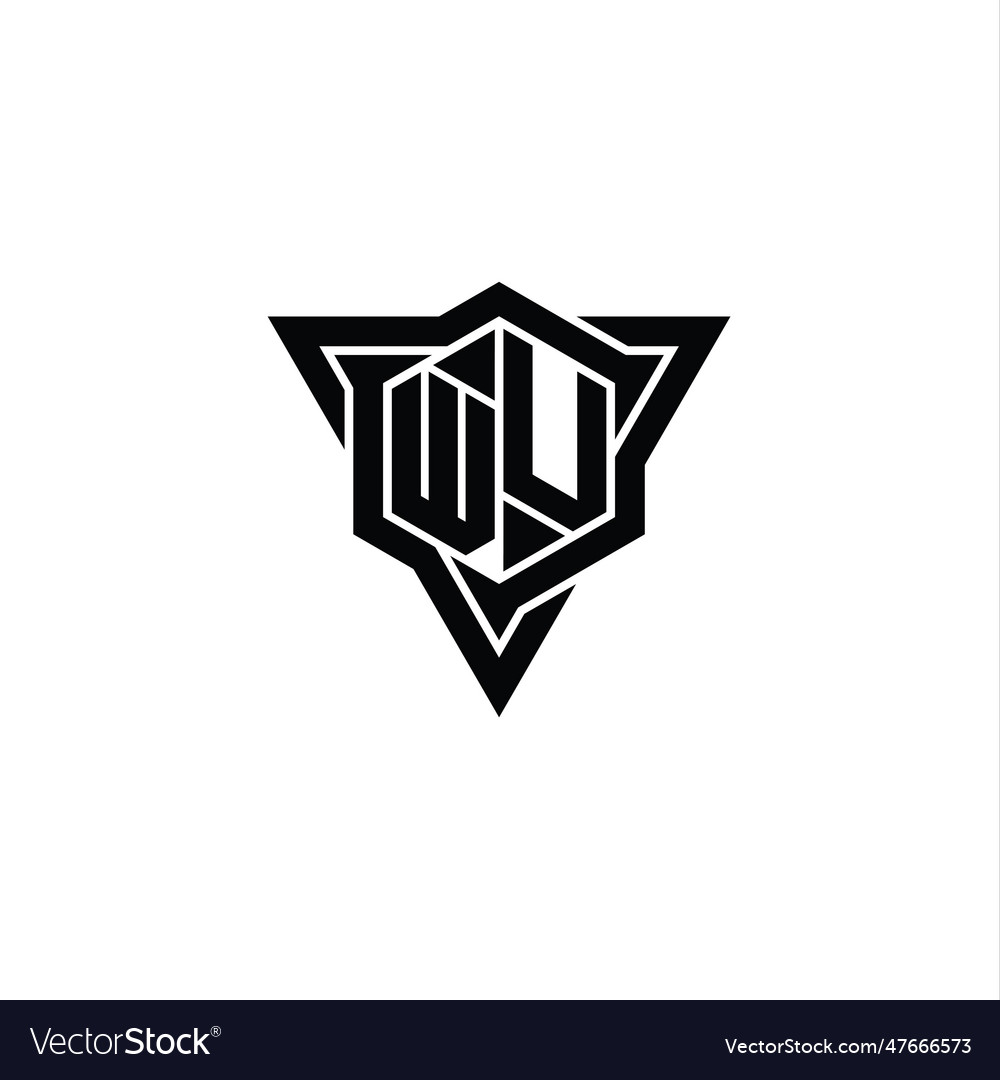 Wu logo monogram hexagon shape with triangle