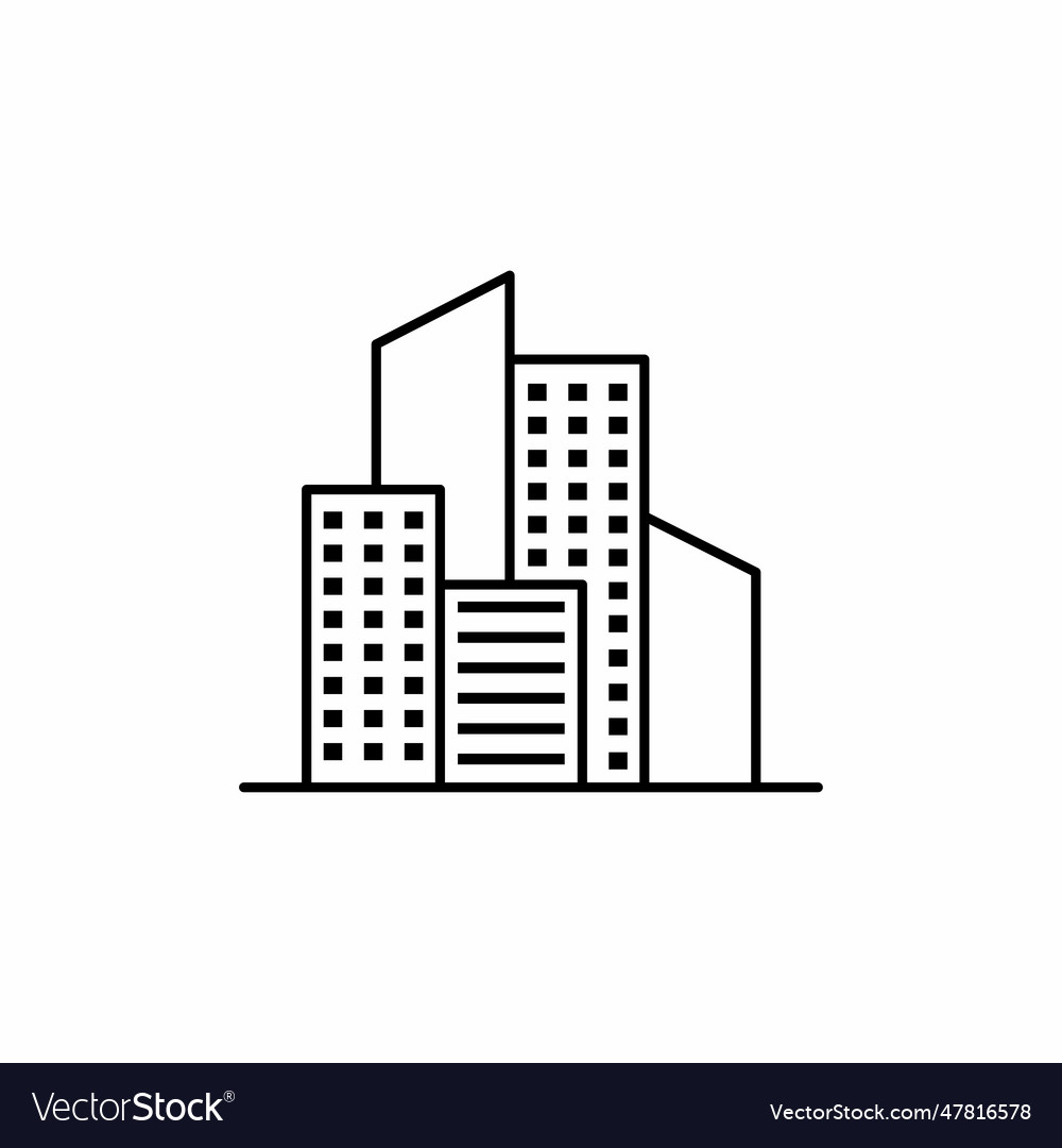 Building icon in outline style vector image Building icon in outline style