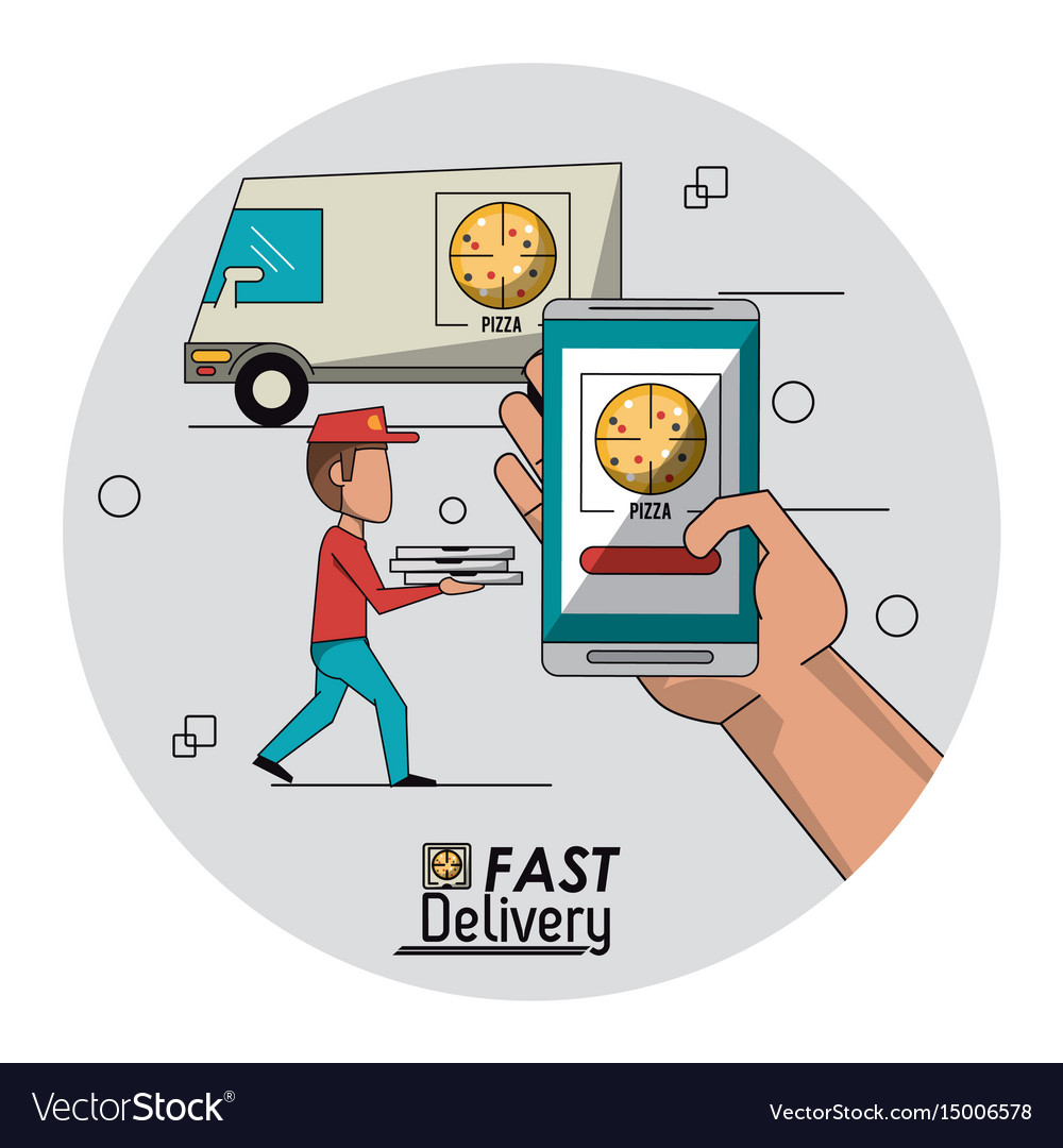 Circular frame background with set fast delivery