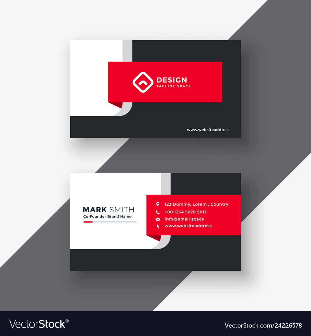 Creative red professional business card template Vector Image With Professional Name Card Template