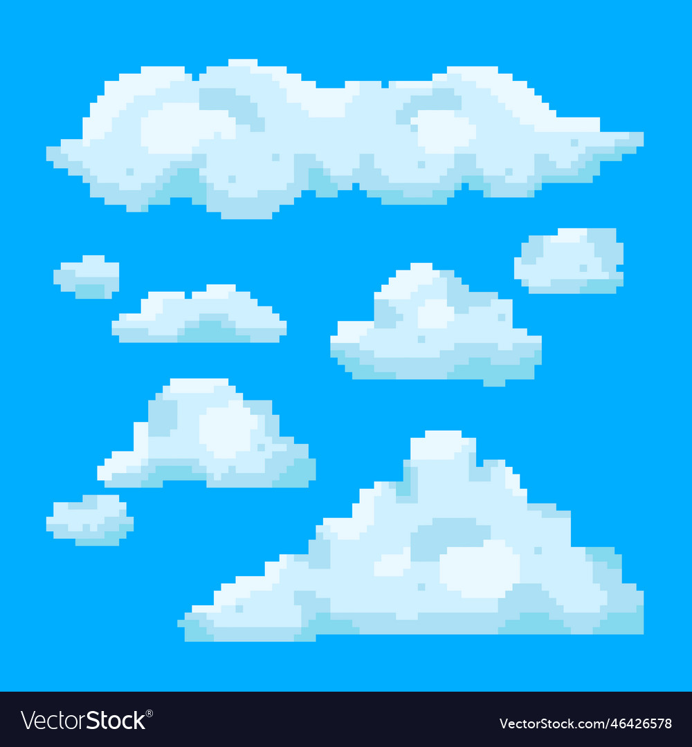 Flat Design Pixel Art Cloud Royalty Free Vector Image