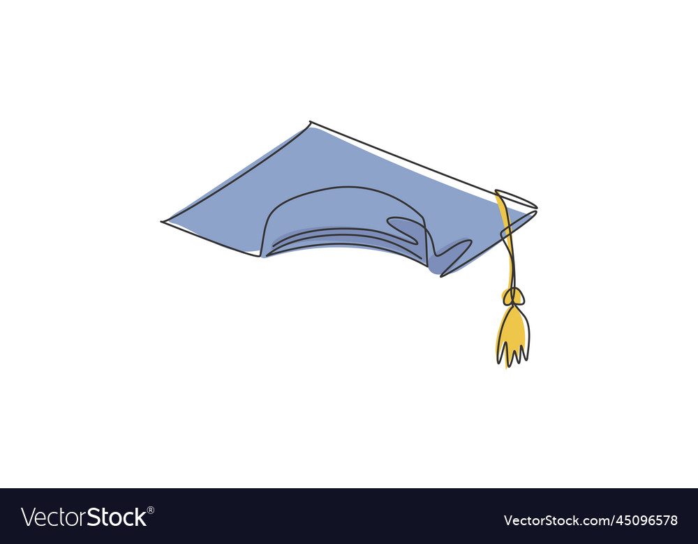 Graduation cap single continuous line university Vector Image Graduation cap single continuous line university