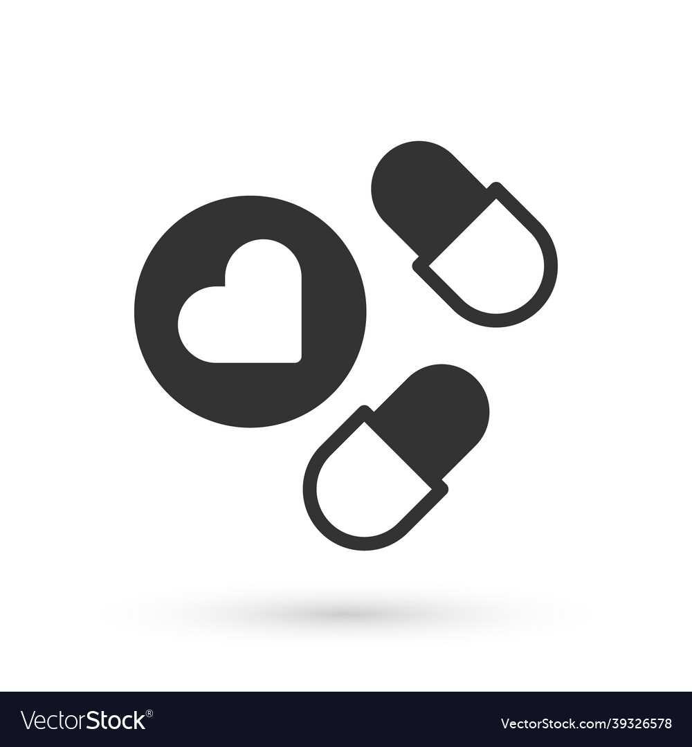 Grey medicine pill or tablet icon isolated