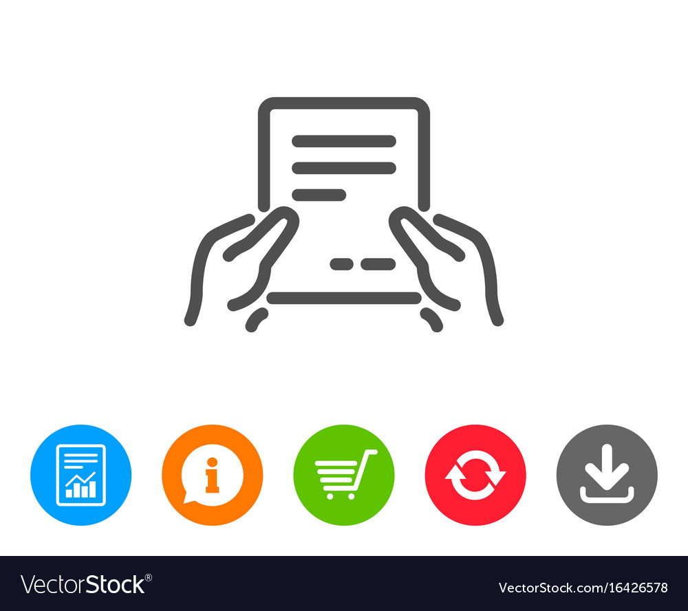 Hold document line icon text file sign
