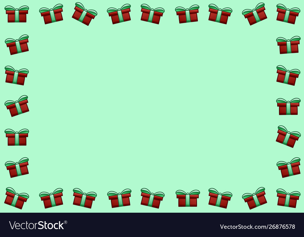 Rectangle horizontal frame with red gift boxes vector image Rectangle horizontal frame with red gift boxes