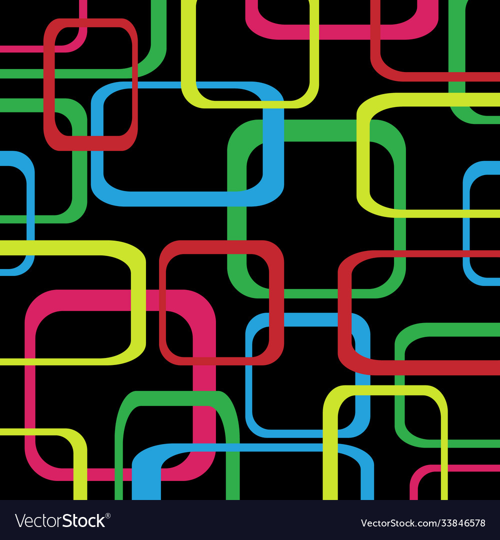 Retro pattern black background with squares vector image Retro pattern black background with squares