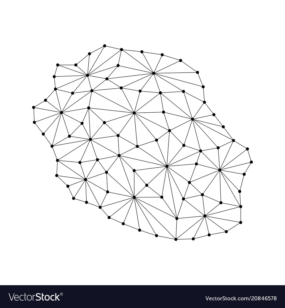 Reunion map of polygonal mosaic lines network vector image Reunion map of polygonal mosaic lines network