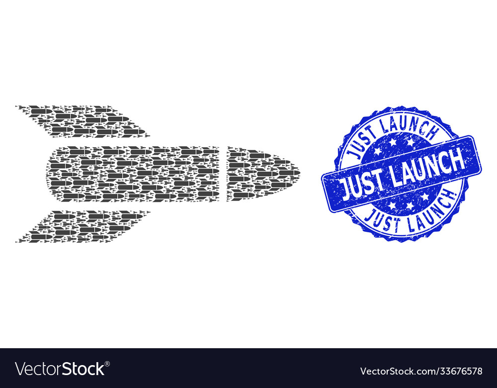 Rubber just launch round stamp and recursion vector image Rubber just launch round stamp and recursion