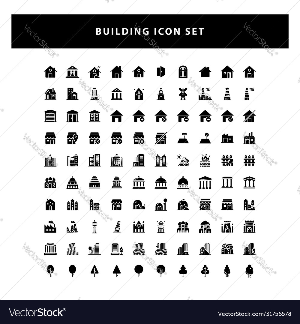 Set building icon with glyph style design