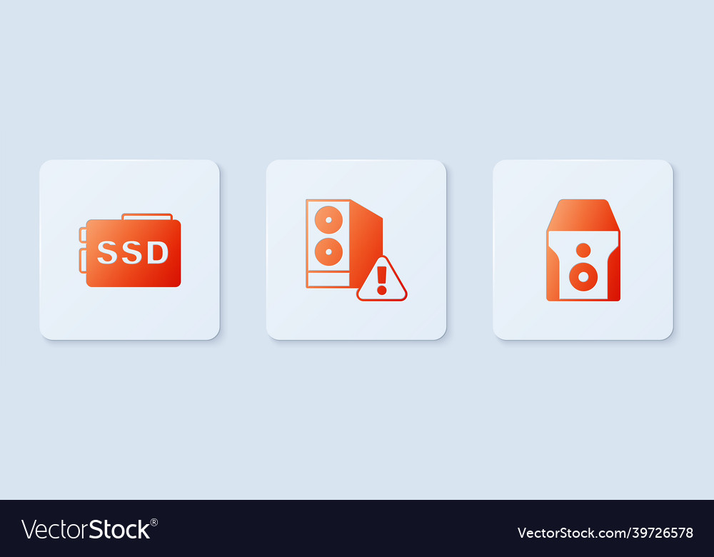 Set case of computer ssd card and uninterruptible vector image Set case of computer ssd card and uninterruptible