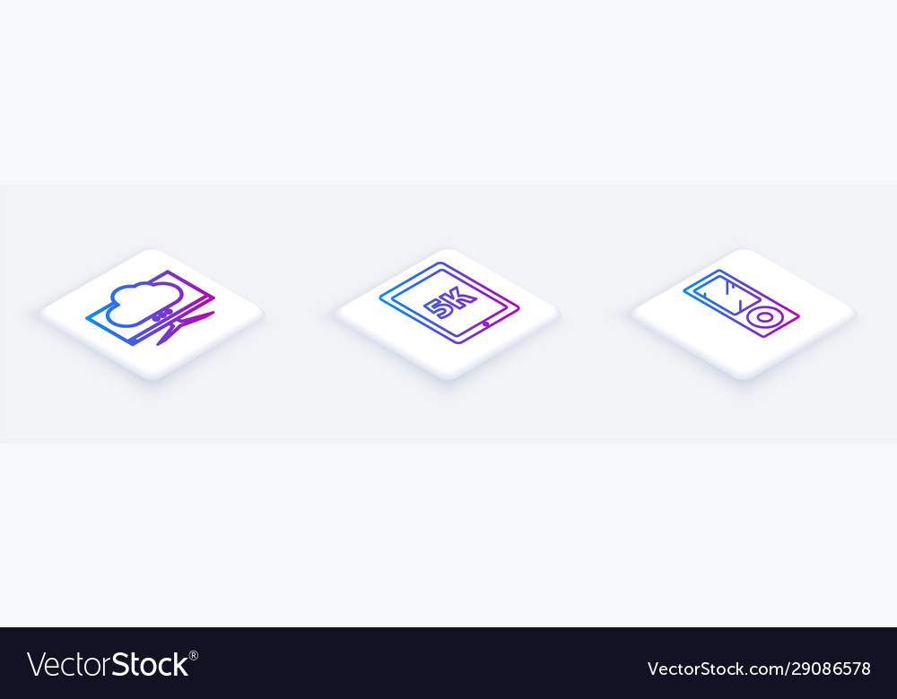 Set isometric line computer monitor screen tablet vector image Set isometric line computer monitor screen tablet