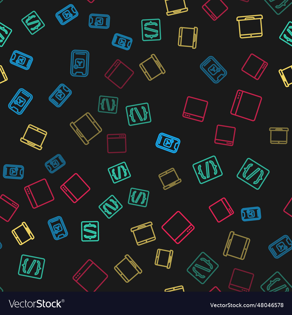 Set line mobile apps programming language syntax vector image Set line mobile apps programming language syntax